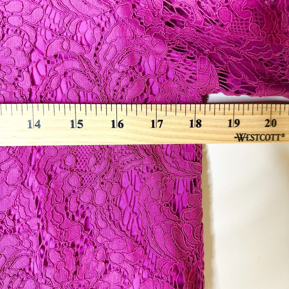 ADAM LIPPES Top Women 6 Magenta Pink Lace Lined Long Sleeve Tunic Scallop Hem - Picture 6 of 9